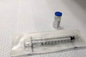Vial of experimental vaccine to prevent oxycodone overdose.