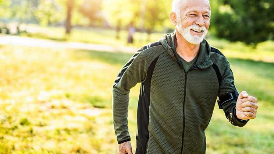 Middle aged man exercising