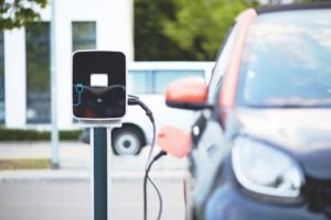 Electric vehicle at charging station