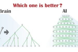 Scheme of a simple neural network based on dendritic tree (left) vs. a complex artificial intelligence deep learning architecture (right)