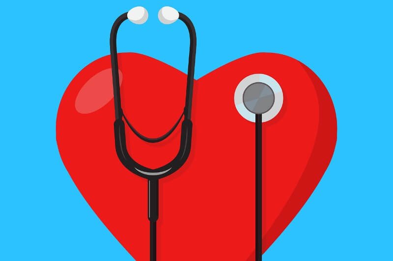 Illustration of a heart and stethoscope