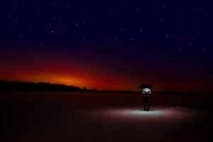 Night sky with UFO