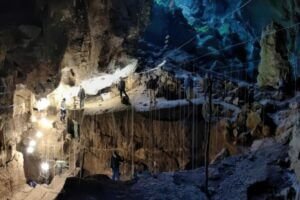 The team excavated through layers of sediments and bones that gradually washed into the cave and were left untouched for tens of thousands of years.