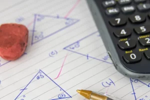 Math work on a piece of paper