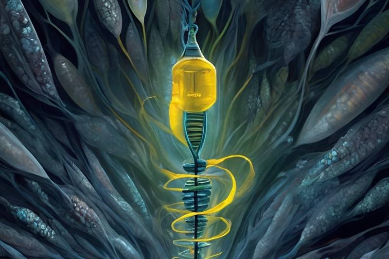 Conceptual art Illustration of DNA in a cell
