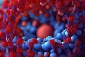 illustration of hiv and cell nucleus