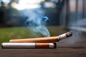 burning cigarettes