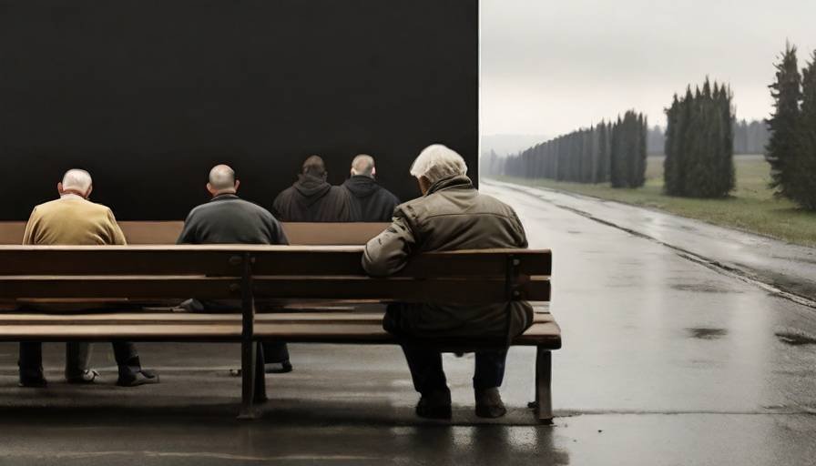 lonely middle aged folks sitting on park benches