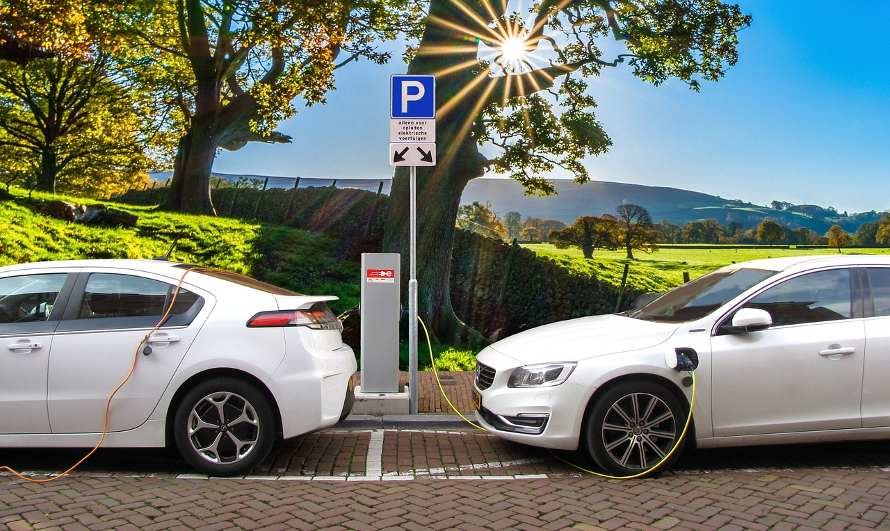 Electric vehicles at charging station