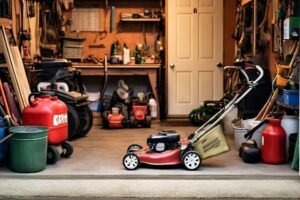garage with stored chemicals