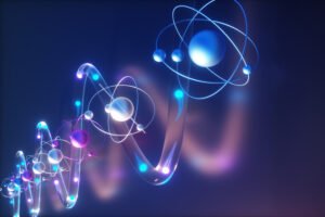 Researchers developed a new interconnect that can support scalable, all-to-all communication between a series of superconducting quantum processors, enabling an information-carrying photon to travel between processors in a user-defined direction. The concept is illustrated here.