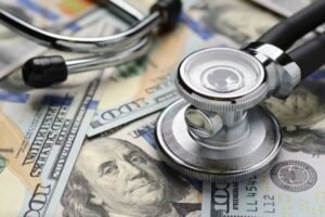 illustration of money and a stethoscope