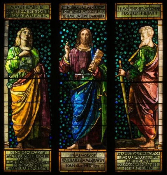 From Catholics to Evangelicals, a surprising 90 percent of U.S. Christian leaders believe in man-made climate change, yet remain largely silent, a new report by Boston College researchers reveals. The findings may help shape how Christians address climate change, knowing their beliefs about the climate crisis align with their church’s values. Pictured: “Christ between the Apostles John and Paul (Christ Preaching)” Stained glass by John La Farge.